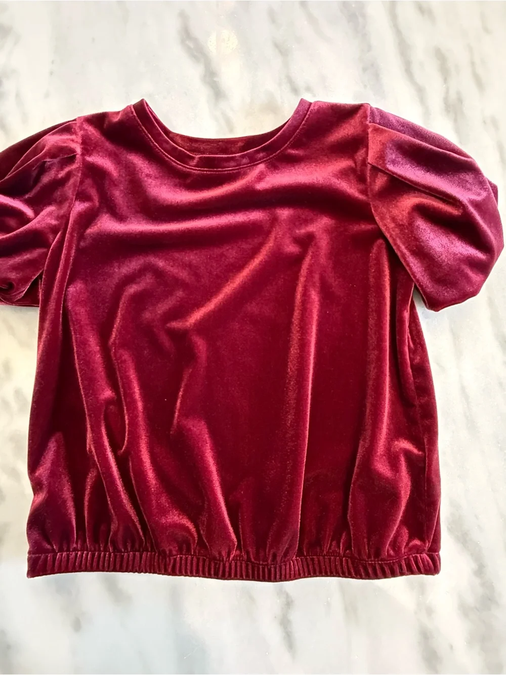GAP Velvet Puff Sleeve Top - Burgundy